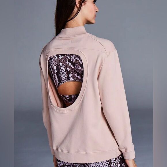 Varley Rochester Open Back Mock Neck Sweater Light Pink Sz XS - Picture 1 of 14